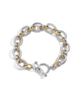 Load image into Gallery viewer, 18k gold plated stainless steel gold and silver textured bracelet